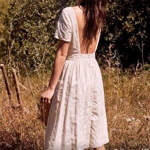 Sezane Elegant Cream Backless Dress Robe Odalie